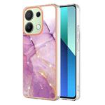 For Xiaomi Redmi Note 13 4G Global Electroplating Marble Dual-side IMD Phone Case(Purple 001)