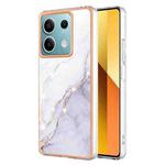 For Xiaomi Redmi Note 13 5G Global Electroplating Marble Dual-side IMD Phone Case(White 006)