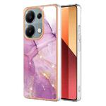 For Xiaomi Redmi Note 13 Pro 4G Global Electroplating Marble Dual-side IMD Phone Case(Purple 001)