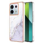 For Xiaomi Redmi Note 13 Pro 5G Global Electroplating Marble Dual-side IMD Phone Case(White 006)