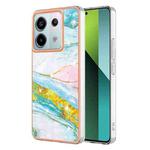 For Xiaomi Redmi Note 13 Pro 5G Global Electroplating Marble Dual-side IMD Phone Case(Green 004)