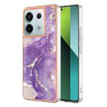 For Xiaomi Redmi Note 13 Pro 5G Global Electroplating Marble Dual-side IMD Phone Case(Purple 002)