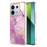 For Xiaomi Redmi Note 13 Pro 5G Global Electroplating Marble Dual-side IMD Phone Case(Purple 001)