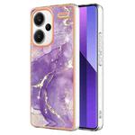 For Xiaomi Redmi Note 13 Pro+ 5G Electroplating Marble Dual-side IMD Phone Case(Purple 002)