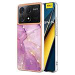For Xiaomi Poco X6 Pro Electroplating Marble Dual-side IMD Phone Case(Purple 001)