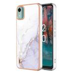 For Nokia C12 Electroplating Marble Dual-side IMD Phone Case(White 006)