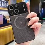 For iPhone 14 Plus Magsafe Magnetic Metallic Glitter Powder Shockproof Phone Case(Black)