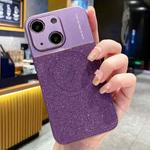 For iPhone 14 Plus Magsafe Magnetic Metallic Glitter Powder Shockproof Phone Case(Purple)