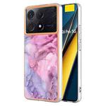 For Xiaomi Poco X6 Pro / Redmi K70E Electroplating Marble Dual-side IMD TPU Phone Case(Pink 013)