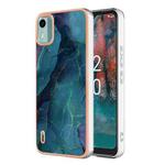 For Nokia C12 Electroplating Marble Dual-side IMD Phone Case(Green 017)