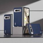 For Google Pixel Fold ABEEL Genuine Leather Luolai Series Phone Case(Dark Blue)