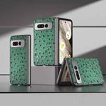 For Google Pixel Fold ABEEL Genuine Leather Ostrich Texture Phone Case(Green)