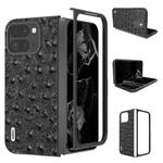 For Google Pixel 9 Pro Fold ABEEL Genuine Leather Ostrich Texture Phone Case(Black)