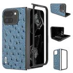 For Google Pixel 9 Pro Fold ABEEL Genuine Leather Ostrich Texture Phone Case(Blue)