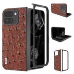 For Google Pixel 9 Pro Fold ABEEL Genuine Leather Ostrich Texture Phone Case(Coffee)