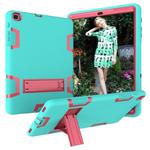 For Samsung Galaxy Tab A 10.1 (2019) T510 Shockproof PC + Silicone Protective Case，with Holder(Green Rose)