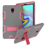 For Samsung Galaxy Tab A 10.5 T590 Shockproof PC + Silicone Protective Case，with Holder(Gray Rose)