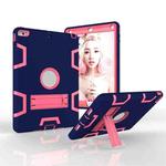 For iPad Air Shockproof PC + Silicone Protective Case，with Holder(Navy Blue Rose)