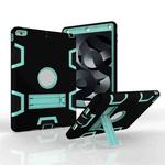 For iPad Air Shockproof PC + Silicone Protective Case，with Holder(Black Mint Green)