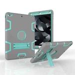 For iPad Air Shockproof PC + Silicone Protective Case，with Holder(Gray Mint Green)