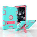For iPad Air Shockproof PC + Silicone Protective Case，with Holder(Green Rose)