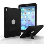 For iPad 9.7(2017) Shockproof PC + Silicone Protective Case，with Holder(Black)