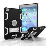 For iPad 9.7(2017) Shockproof PC + Silicone Protective Case，with Holder(Black Gray)