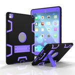 For iPad 9.7(2017) Shockproof PC + Silicone Protective Case，with Holder(Black Purple)