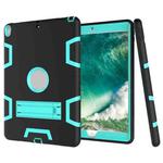 For iPad Pro 10.5 inch (2017) Shockproof PC + Silicone Protective Case，with Holder(Black Mint Green)