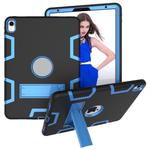 For iPad Pro 11 (2018) Shockproof PC + Silicone Protective Case，with Holder(Black Blue)