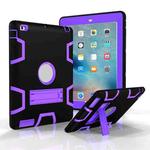 For iPad 4 / 3 / 2 / 1 Shockproof PC + Silicone Protective Case，with Holder(Black Purple)