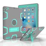 For iPad 4 / 3 / 2 / 1 Shockproof PC + Silicone Protective Case，with Holder(Gray Mint Green)