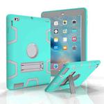 For iPad 4 / 3 / 2 / 1 Shockproof PC + Silicone Protective Case，with Holder(Green Gray)