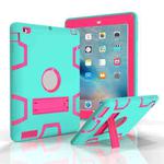 For iPad 4 / 3 / 2 / 1 Shockproof PC + Silicone Protective Case，with Holder(Green Rose)