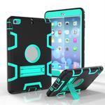 For iPad Mini 3 / 2 / 1 Shockproof PC + Silicone Protective Case，with Holder(Black Mint Green)