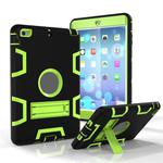 For iPad Mini 3 / 2 / 1 Shockproof PC + Silicone Protective Case，with Holder(Black Yellow Green)