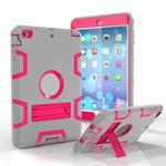 For iPad Mini 3 / 2 / 1 Shockproof PC + Silicone Protective Case，with Holder(Gray Rose)