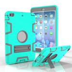 For iPad Mini 3 / 2 / 1 Shockproof PC + Silicone Protective Case，with Holder(Green Gray)