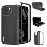 For Google Pixel 9 Pro Fold ABEEL Genuine Leather Xiaoya Series Phone Case(Black)