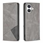 For iPhone 17 Rhombus Texture Magnetic Leather Phone Case(Grey)