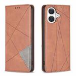 For iPhone 17 Rhombus Texture Magnetic Leather Phone Case(Brown)