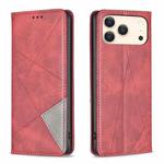 For iPhone 17 Pro Max Rhombus Texture Magnetic Leather Phone Case(Red)