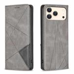 For iPhone 17 Pro Max Rhombus Texture Magnetic Leather Phone Case(Grey)