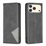 For iPhone 17 Pro Max Rhombus Texture Magnetic Leather Phone Case(Black)