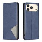 For iPhone 17 Pro Max Rhombus Texture Magnetic Leather Phone Case(Blue)