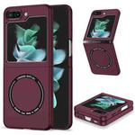 For Samsung Galaxy Z Flip5 5G Magsafe Magnetic Folding PC Phone Case(Wine Red)