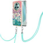 For Honor Magic5 Pro Electroplating IMD TPU Phone Case with Lanyard(Colorful Scales)