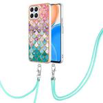 For Honor X8 4G Electroplating IMD TPU Phone Case with Lanyard(Colorful Scales)