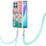 For Honor X8 5G / X6 4G Electroplating IMD TPU Phone Case with Lanyard(Colorful Scales)