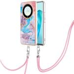 For Honor X9a/Magic5 Lite Electroplating IMD TPU Phone Case with Lanyard(Blue Marble)